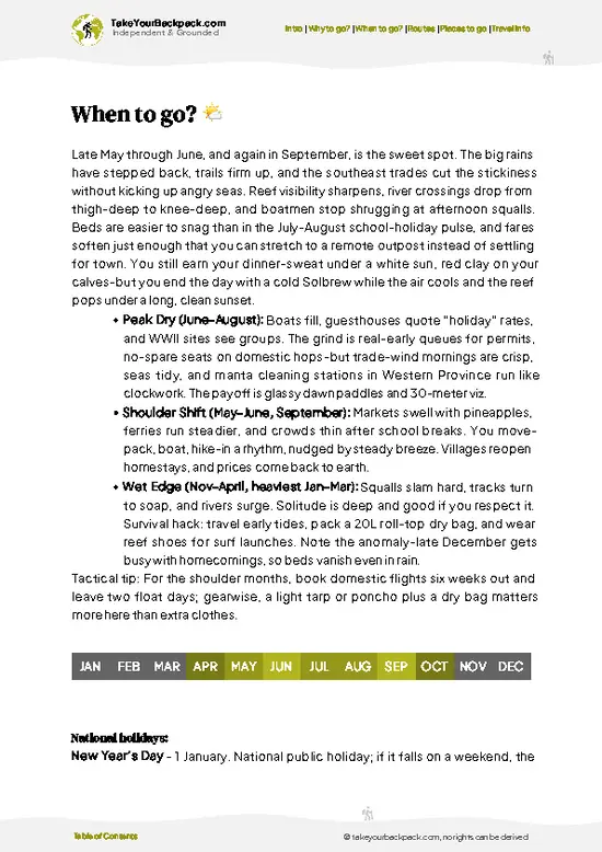 example page 3 from our offline Travel Guide for Solomon Islands